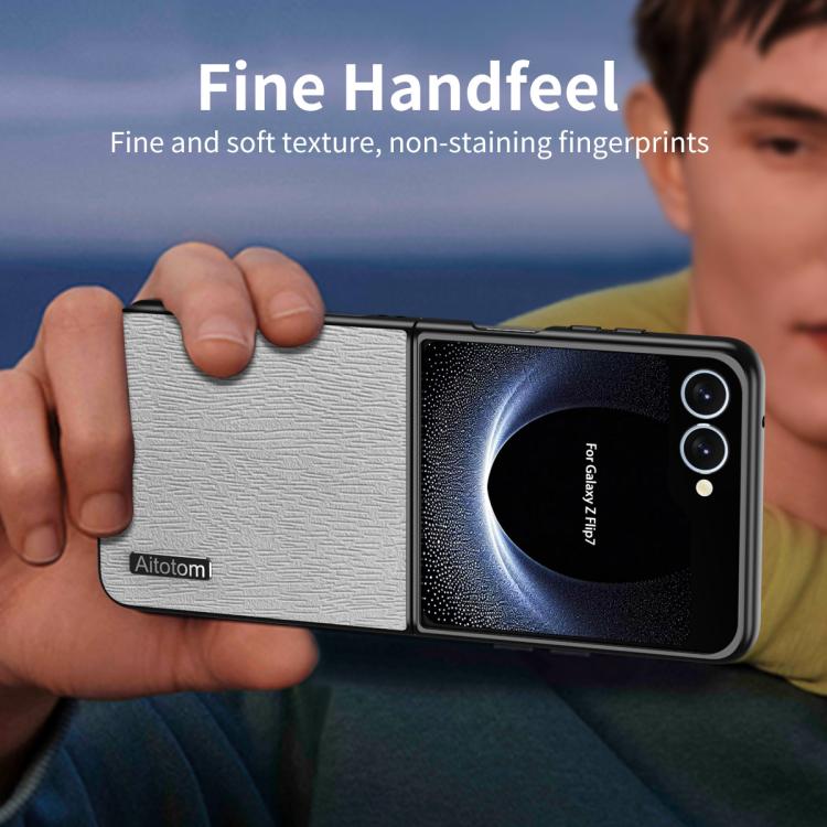 For Samsung Galaxy Z Flip7 5G Tree Bark Leather Shockproof Phone Case