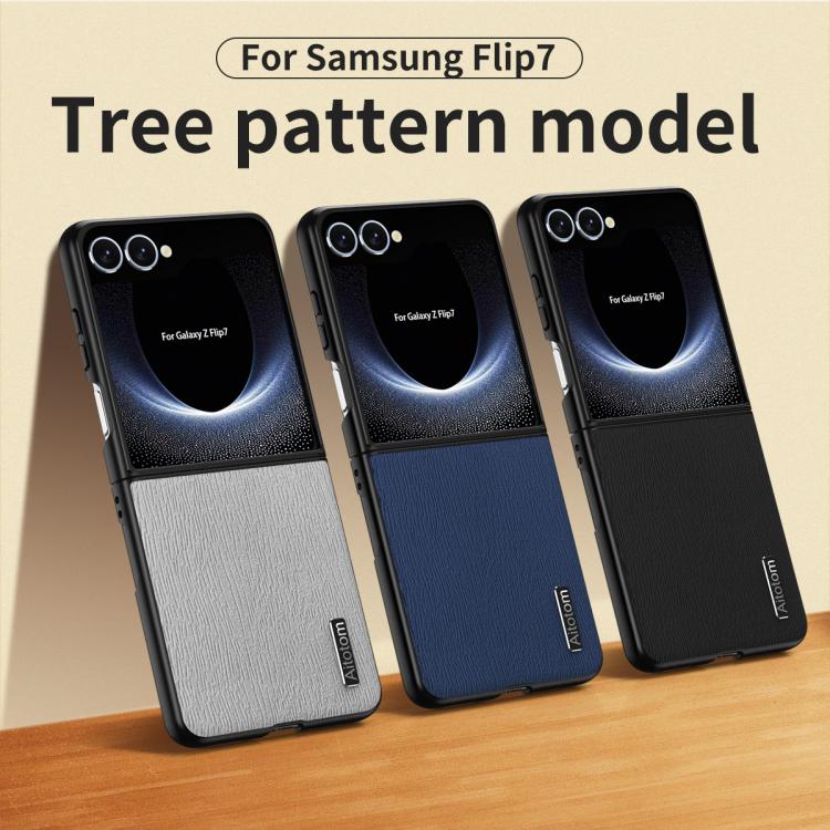 For Samsung Galaxy Z Flip7 5G Tree Bark Leather Shockproof Phone Case