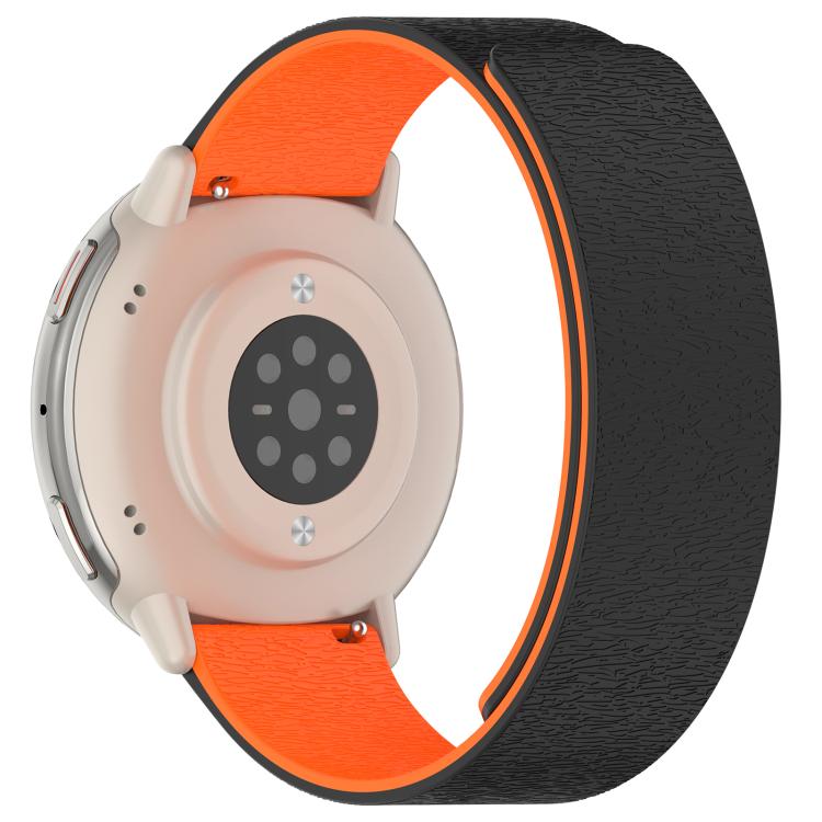 For Amazfit Active 2 / Active 2 Square Cloud Wood Grain Silicone Soft Magnetic Watch Band