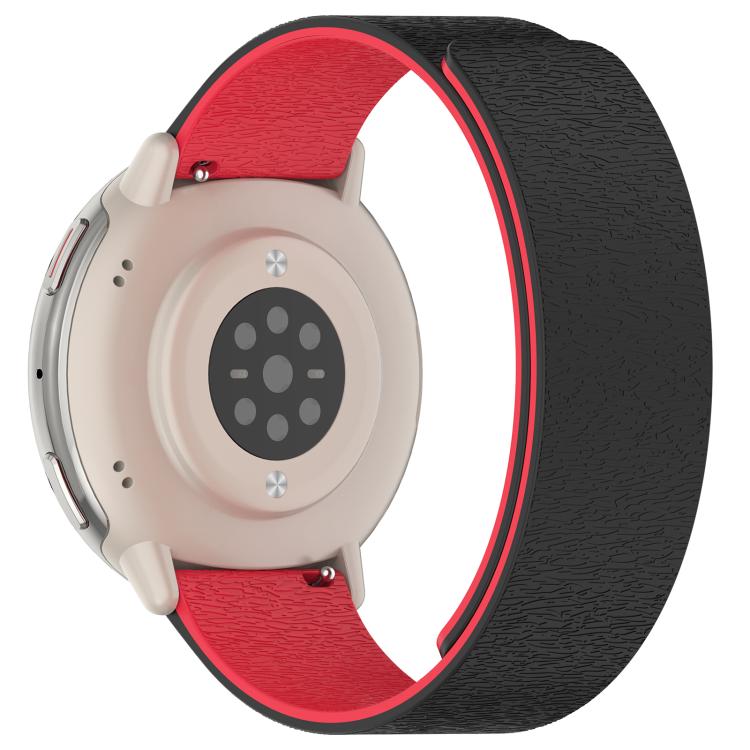 For Amazfit Active 2 / Active 2 Square Cloud Wood Grain Silicone Soft Magnetic Watch Band