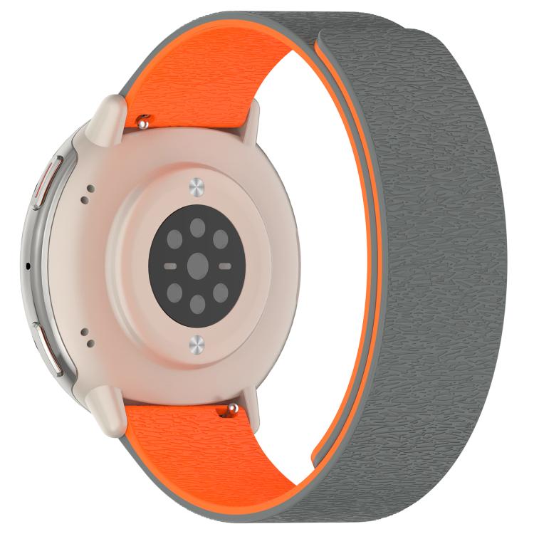For Amazfit Active 2 / Active 2 Square Cloud Wood Grain Silicone Soft Magnetic Watch Band