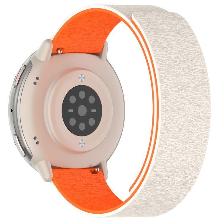 For Amazfit Active 2 / Active 2 Square Cloud Wood Grain Silicone Soft Magnetic Watch Band