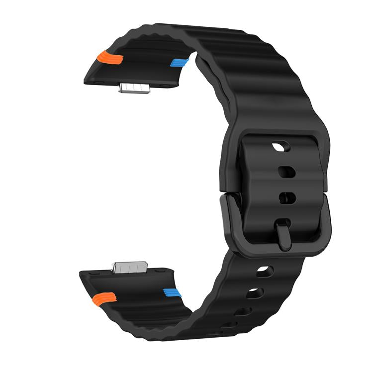 For Huawei Watch Fit 5 / Fit 5 Pro / Fit 4 Wave Texture Stitched Color Buckle Silicone Watch Band