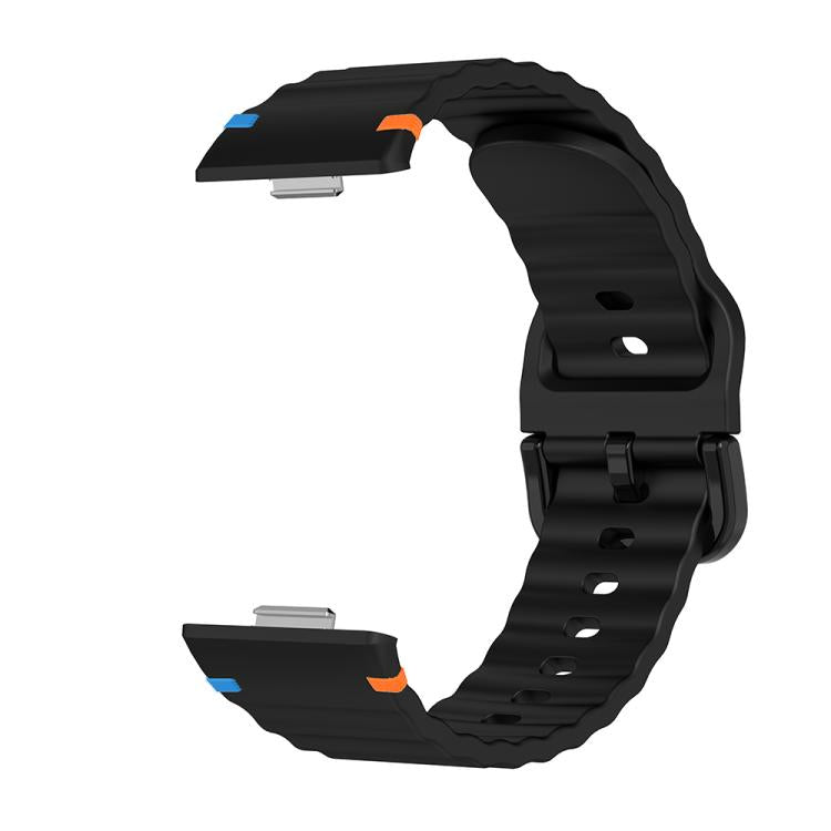 For Huawei Watch Fit 5 / Fit 5 Pro / Fit 4 Wave Texture Stitched Color Buckle Silicone Watch Band