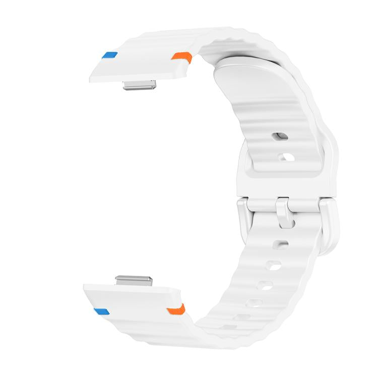 For Huawei Watch Fit 5 / Fit 5 Pro / Fit 4 Wave Texture Stitched Color Buckle Silicone Watch Band