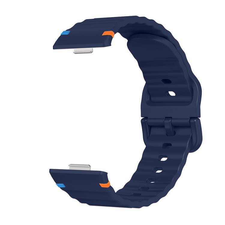 For Huawei Watch Fit 5 / Fit 5 Pro / Fit 4 Wave Texture Stitched Color Buckle Silicone Watch Band