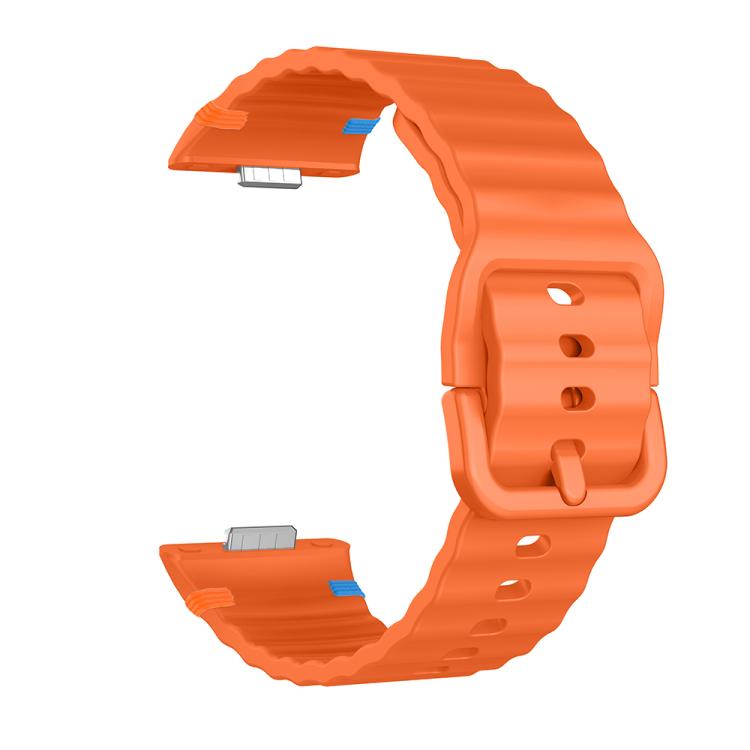For Huawei Watch Fit 5 / Fit 5 Pro / Fit 4 Wave Texture Stitched Color Buckle Silicone Watch Band