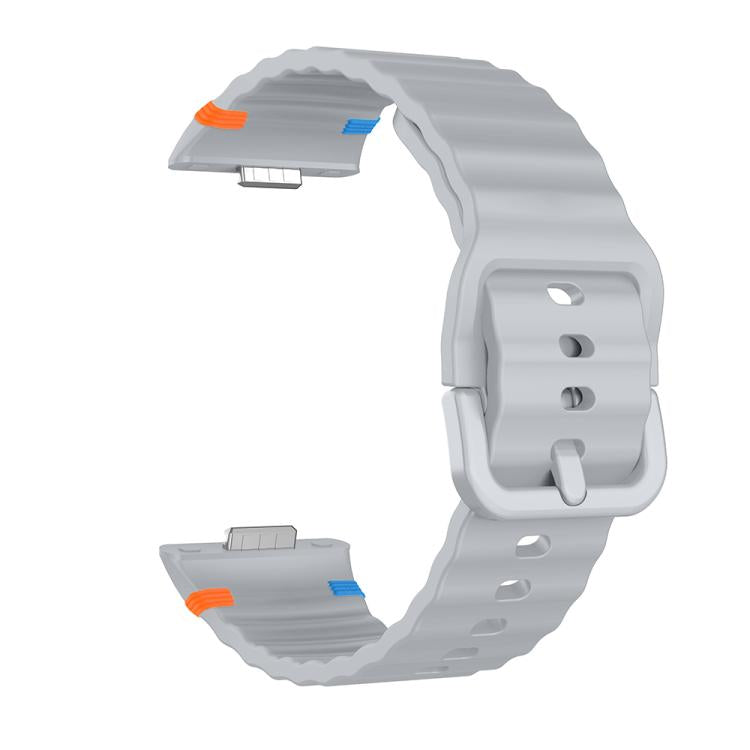 For Huawei Watch Fit 5 / Fit 5 Pro / Fit 4 Wave Texture Stitched Color Buckle Silicone Watch Band