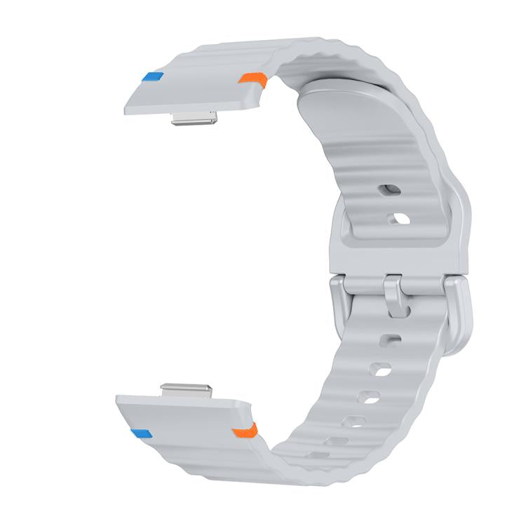 For Huawei Watch Fit 5 / Fit 5 Pro / Fit 4 Wave Texture Stitched Color Buckle Silicone Watch Band