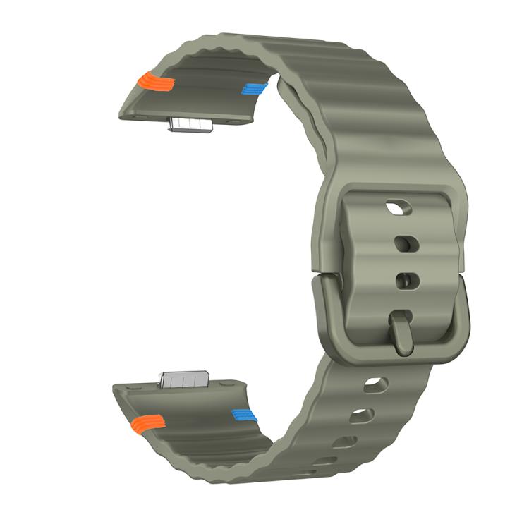 For Huawei Watch Fit 5 / Fit 5 Pro / Fit 4 Wave Texture Stitched Color Buckle Silicone Watch Band