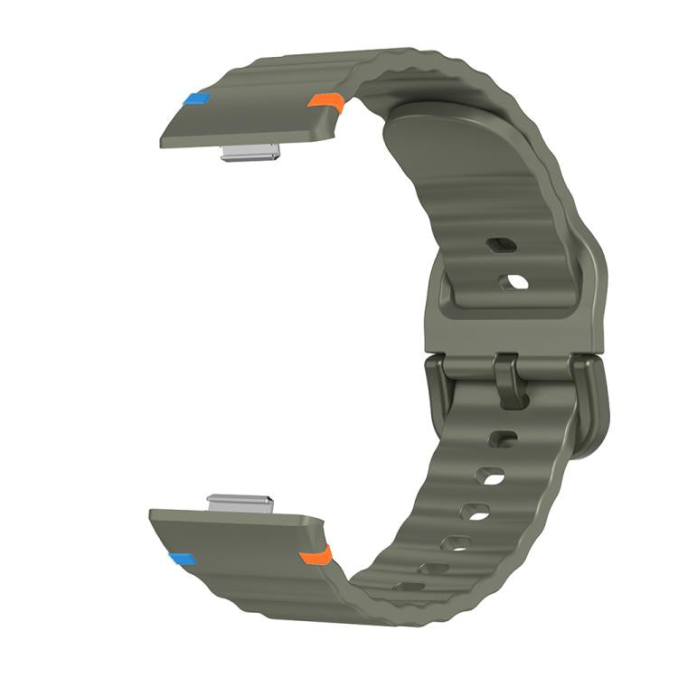 For Huawei Watch Fit 5 / Fit 5 Pro / Fit 4 Wave Texture Stitched Color Buckle Silicone Watch Band