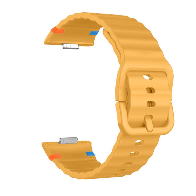 For Huawei Watch Fit 5 / Fit 5 Pro / Fit 4 Wave Texture Stitched Color Buckle Silicone Watch Band