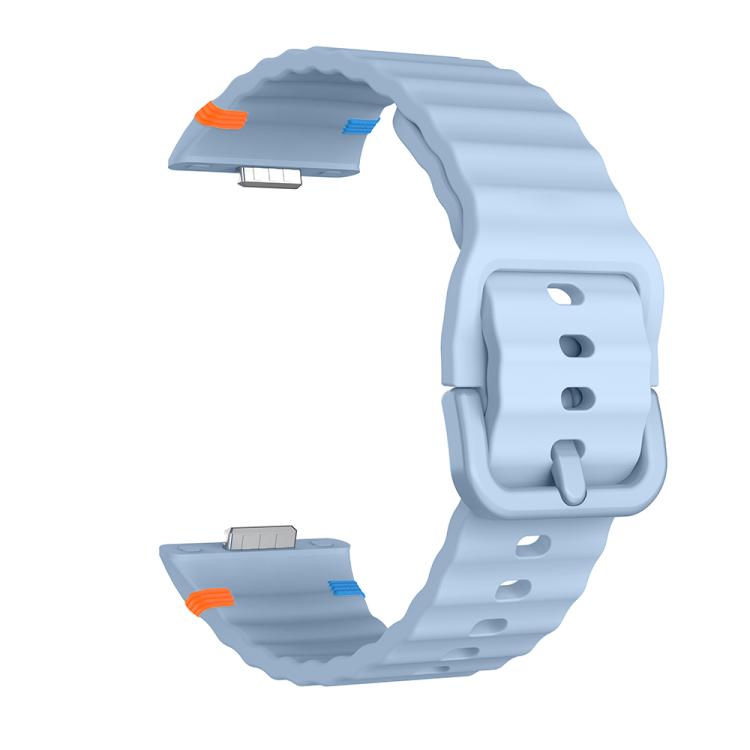 For Huawei Watch Fit 5 / Fit 5 Pro / Fit 4 Wave Texture Stitched Color Buckle Silicone Watch Band