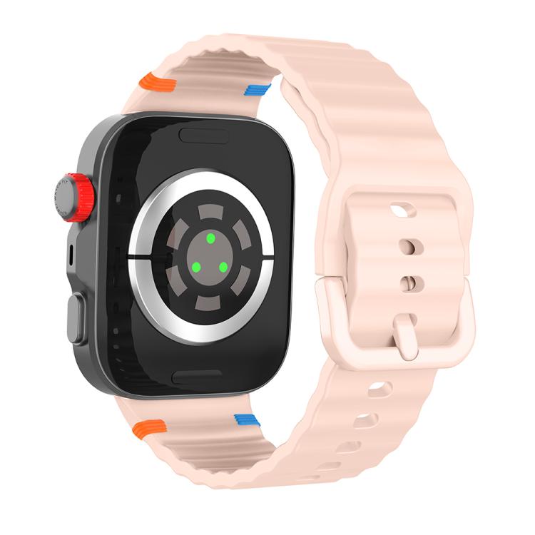 For Huawei Watch Fit 5 / Fit 5 Pro / Fit 4 Wave Texture Stitched Color Buckle Silicone Watch Band