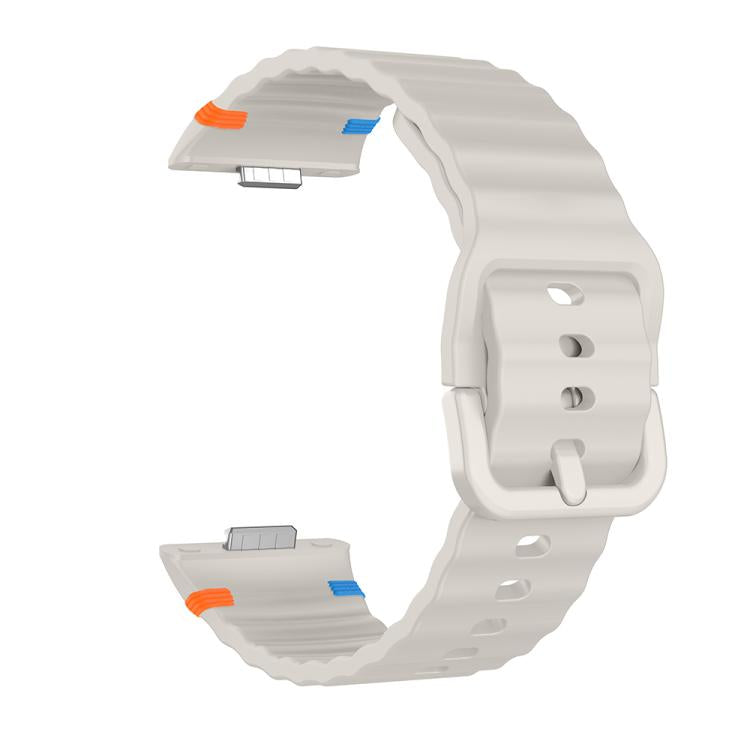 For Huawei Watch Fit 5 / Fit 5 Pro / Fit 4 Wave Texture Stitched Color Buckle Silicone Watch Band
