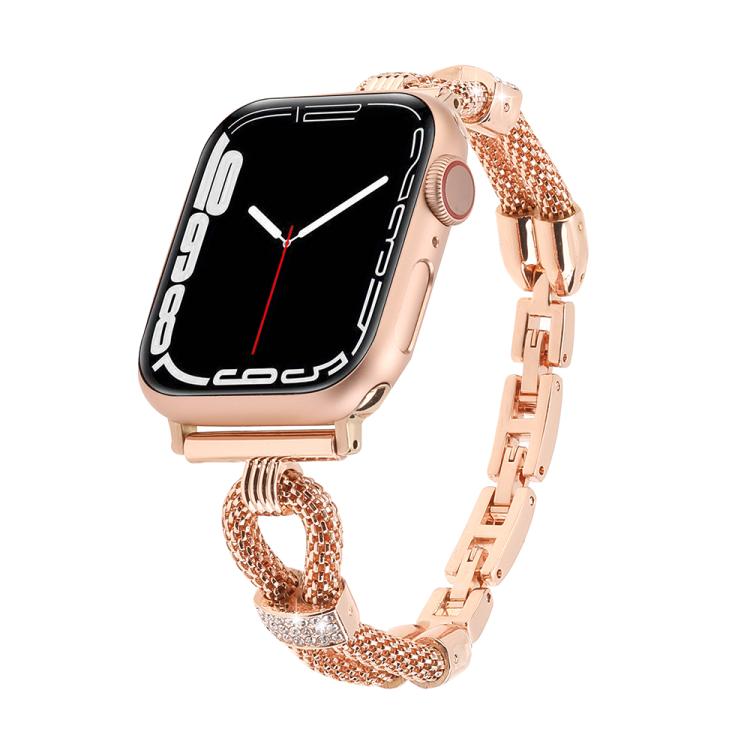For Apple Watch 46mm / 49mm / 45mm / 44mm Copper Chain Diamonds Metal Watch Band