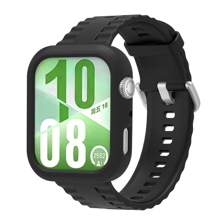 For Huawei Watch Fit 4 Silicone Watch Cover Integrated Wave Texture Silicone Watch Band