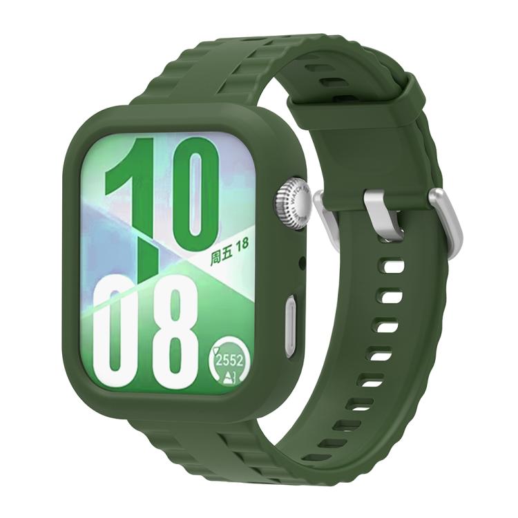For Huawei Watch Fit 4 Silicone Watch Cover Integrated Wave Texture Silicone Watch Band