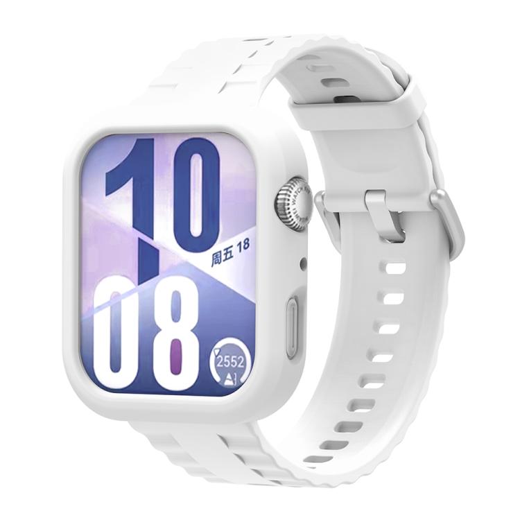 For Huawei Watch Fit 4 Silicone Watch Cover Integrated Wave Texture Silicone Watch Band