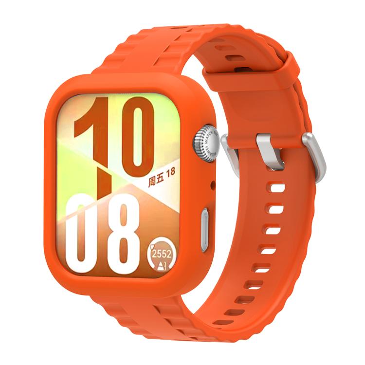 For Huawei Watch Fit 4 Silicone Watch Cover Integrated Wave Texture Silicone Watch Band
