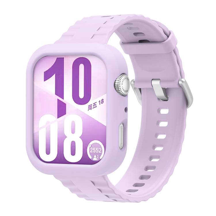 For Huawei Watch Fit 4 Silicone Watch Cover Integrated Wave Texture Silicone Watch Band