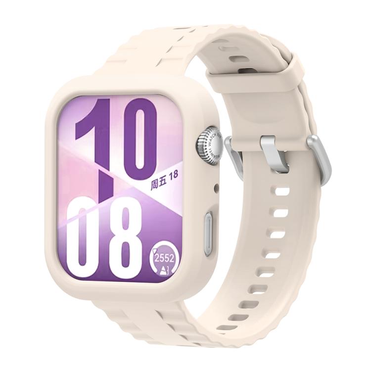For Huawei Watch Fit 4 Silicone Watch Cover Integrated Wave Texture Silicone Watch Band