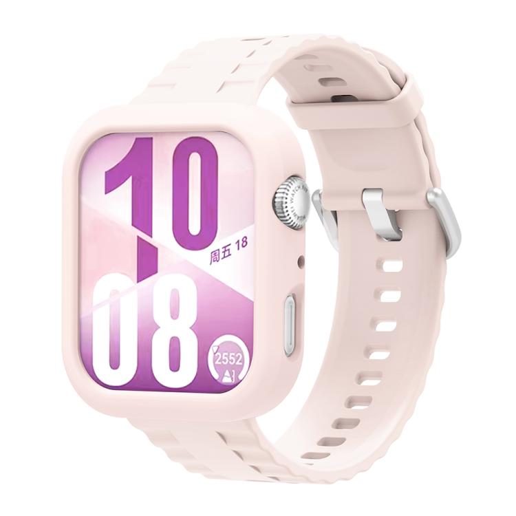 For Huawei Watch Fit 4 Silicone Watch Cover Integrated Wave Texture Silicone Watch Band