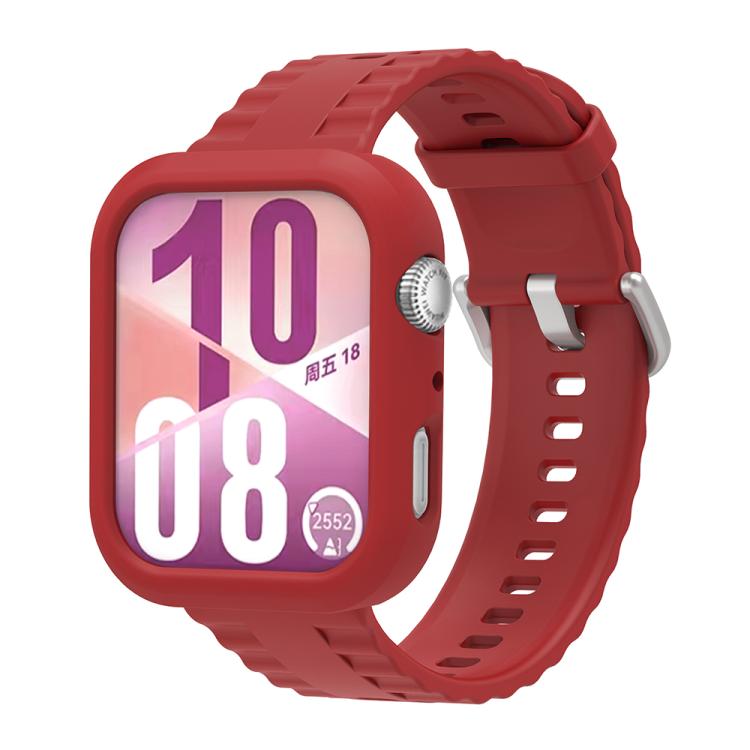 For Huawei Watch Fit 4 Silicone Watch Cover Integrated Wave Texture Silicone Watch Band