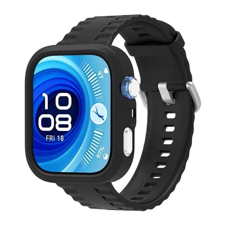 For Huawei Watch Fit 4 Pro Silicone Watch Cover Integrated Wave Texture Silicone Watch Band