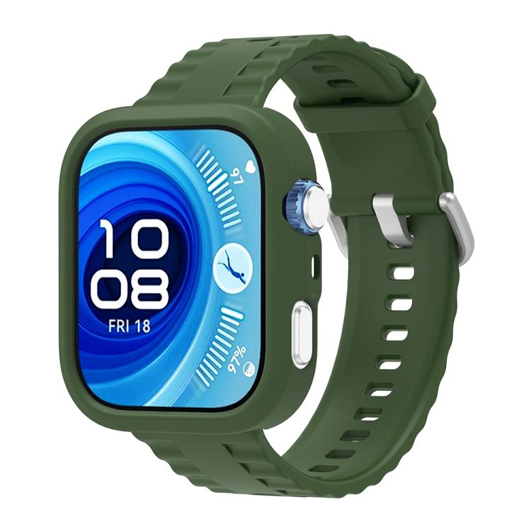 For Huawei Watch Fit 4 Pro Silicone Watch Cover Integrated Wave Texture Silicone Watch Band