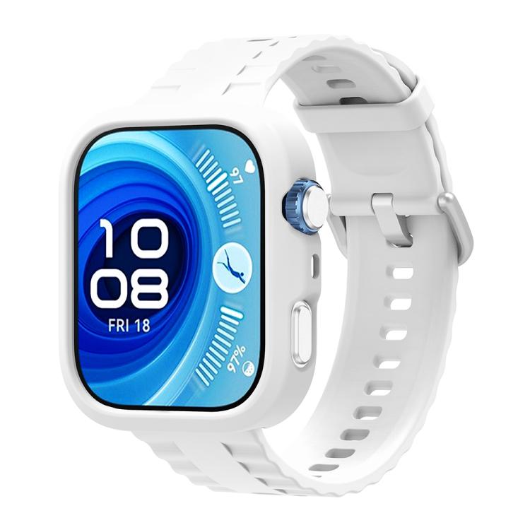 For Huawei Watch Fit 4 Pro Silicone Watch Cover Integrated Wave Texture Silicone Watch Band