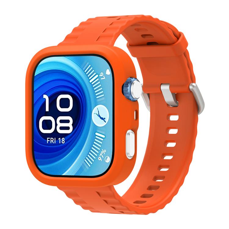 For Huawei Watch Fit 4 Pro Silicone Watch Cover Integrated Wave Texture Silicone Watch Band