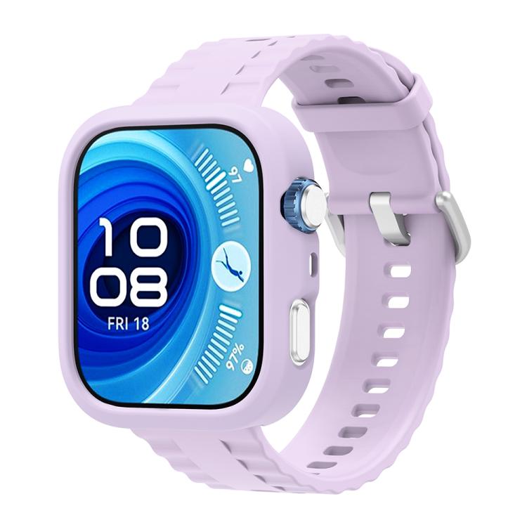 For Huawei Watch Fit 4 Pro Silicone Watch Cover Integrated Wave Texture Silicone Watch Band