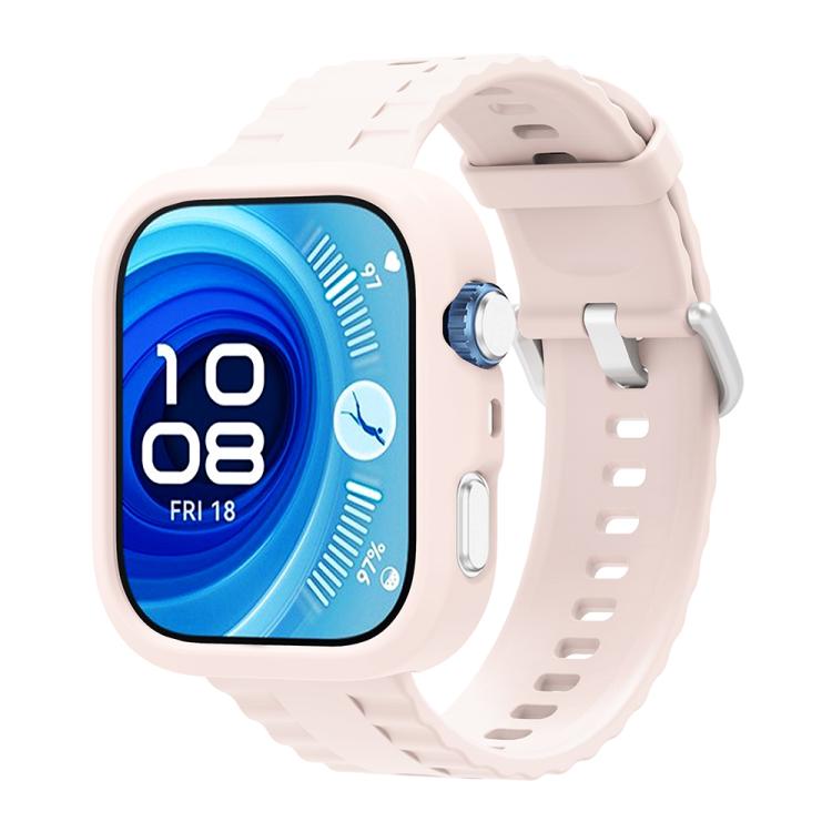 For Huawei Watch Fit 4 Pro Silicone Watch Cover Integrated Wave Texture Silicone Watch Band