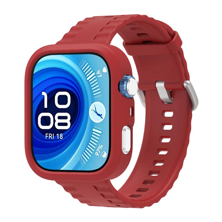 For Huawei Watch Fit 4 Pro Silicone Watch Cover Integrated Wave Texture Silicone Watch Band