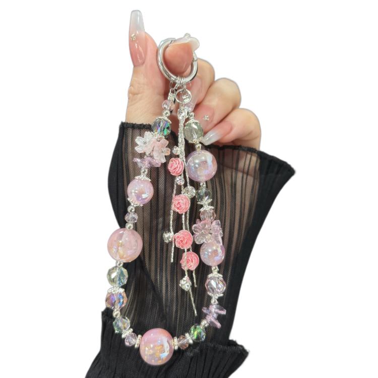 Rose Tassels Rose Real Flower Double-Layer Mobile PhoneChain