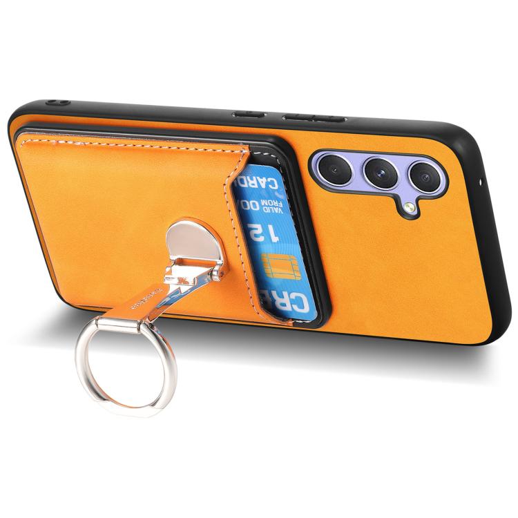 For Samsung Galaxy A34 5G Retro Folding Ring Holder Card Bag MagSafe Phone Case
