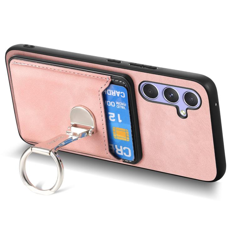 For Samsung Galaxy A34 5G Retro Folding Ring Holder Card Bag MagSafe Phone Case