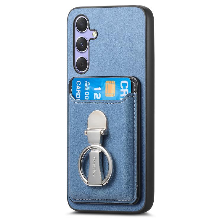 For Samsung Galaxy A34 5G Retro Folding Ring Holder Card Bag MagSafe Phone Case