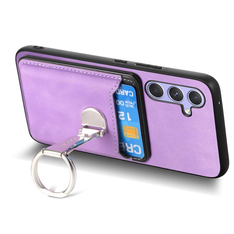 For Samsung Galaxy A36 5G Retro Folding Ring Holder Card Bag MagSafe Phone Case