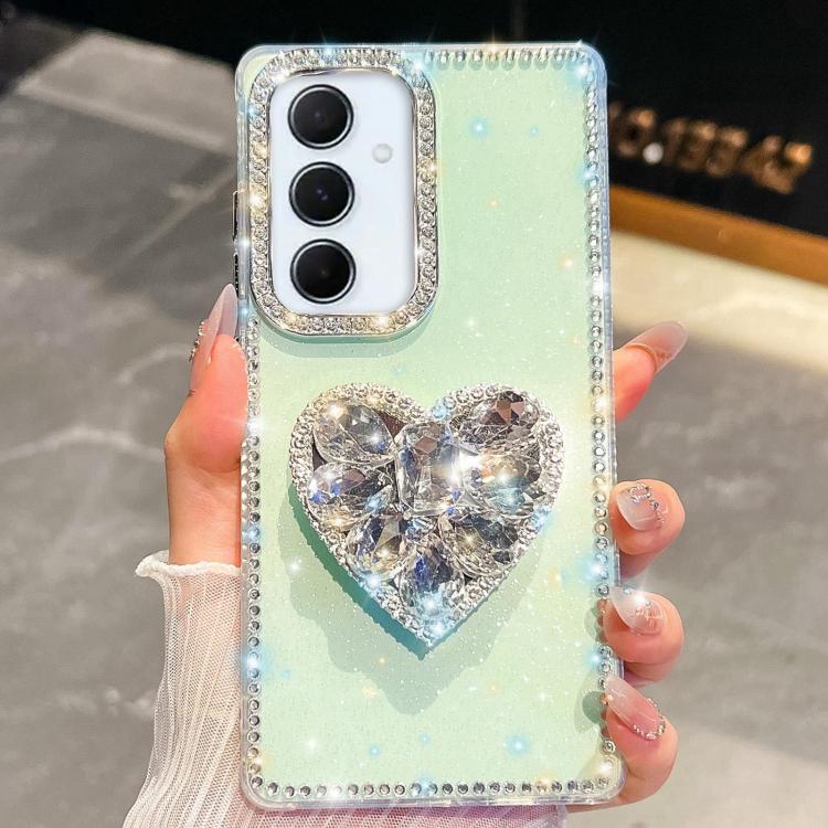 For Samsung Galaxy A56 5G Diamond Glitter Gemstone Heart Holder Phone Case