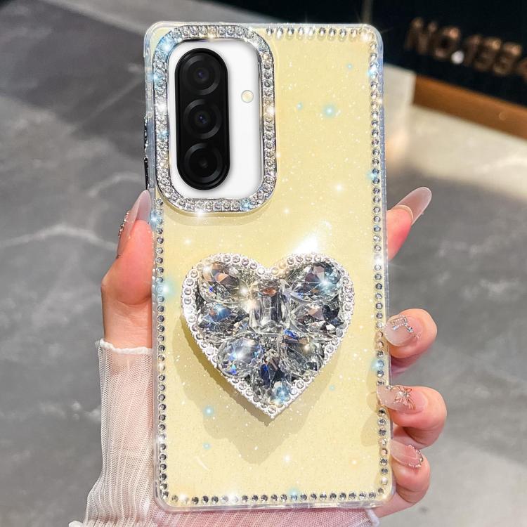 For Samsung Galaxy A26 5G Diamond Glitter Gemstone Heart Holder Phone Case