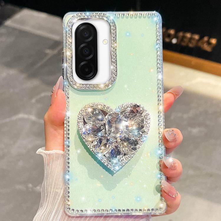 For Samsung Galaxy A26 5G Diamond Glitter Gemstone Heart Holder Phone Case