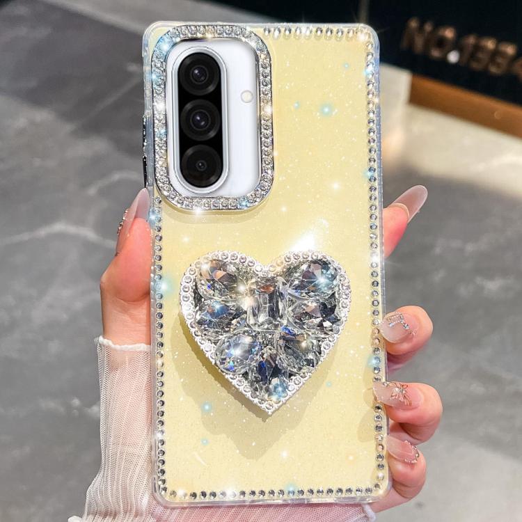 For Samsung Galaxy A36 5G Diamond Glitter Gemstone Heart Holder Phone Case
