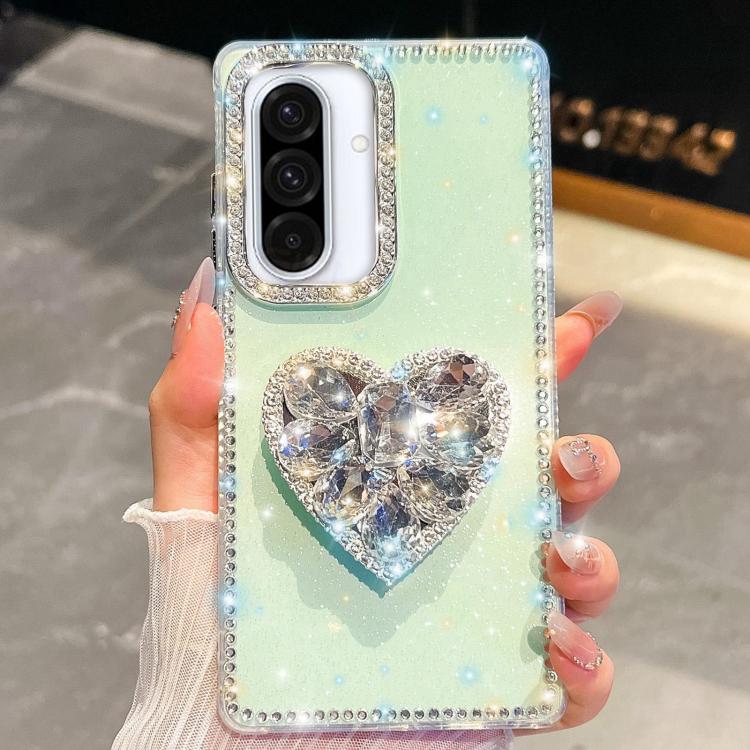 For Samsung Galaxy A36 5G Diamond Glitter Gemstone Heart Holder Phone Case