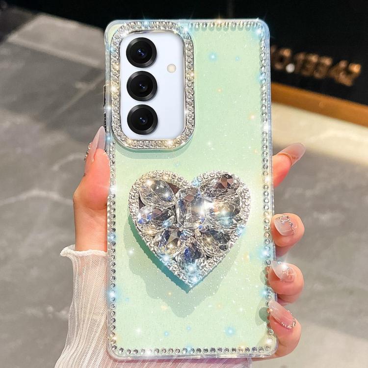 For Samsung Galaxy A16 5G Diamond Glitter Gemstone Heart Holder Phone Case
