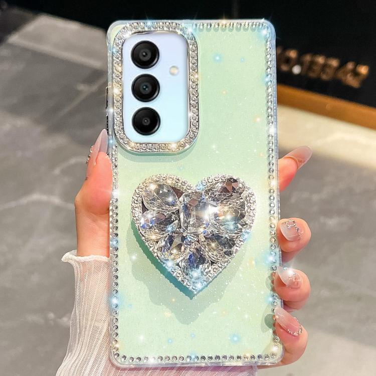 For Samsung Galaxy A15 5G Diamond Glitter Gemstone Heart Holder Phone Case