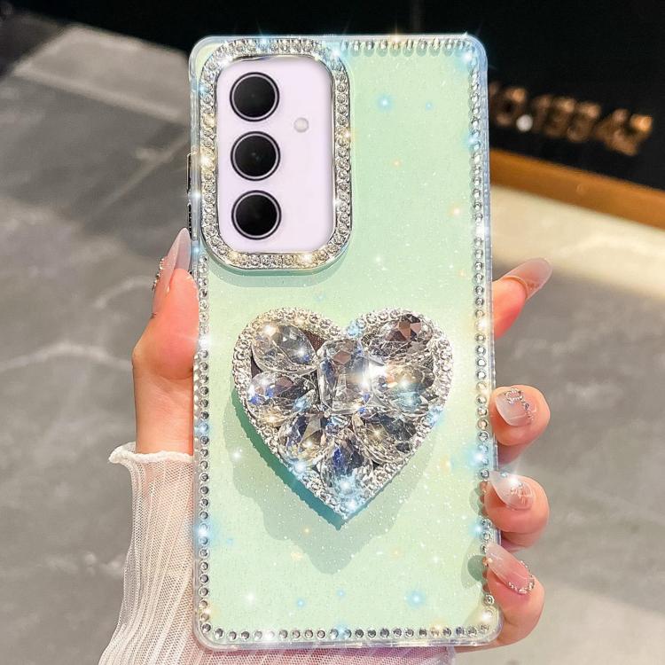 For Samsung Galaxy A35 5G Diamond Glitter Gemstone Heart Holder Phone Case