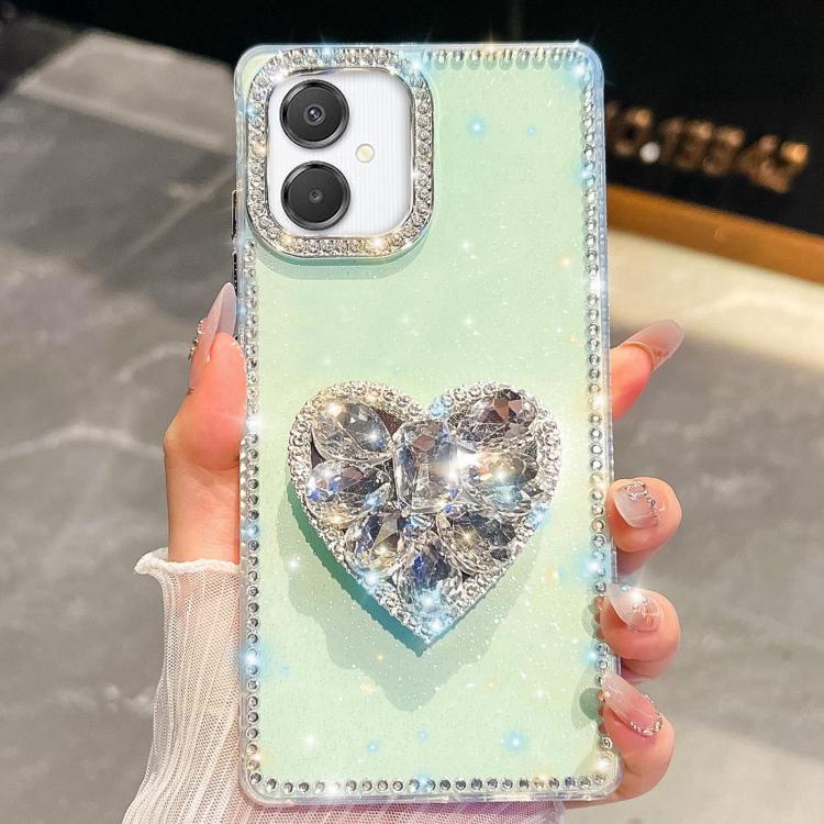 For Samsung Galaxy A07 5G Diamond Glitter Gemstone Heart Holder Phone Case
