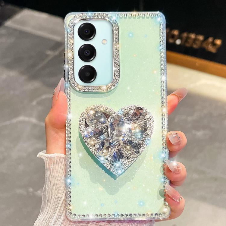 For Samsung Galaxy A17 5G Diamond Glitter Gemstone Heart Holder Phone Case